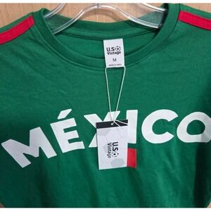 U.S. Vintage Mexico Soccer Graphic T-Shirt Green Red Stripe Mens Medium NWT